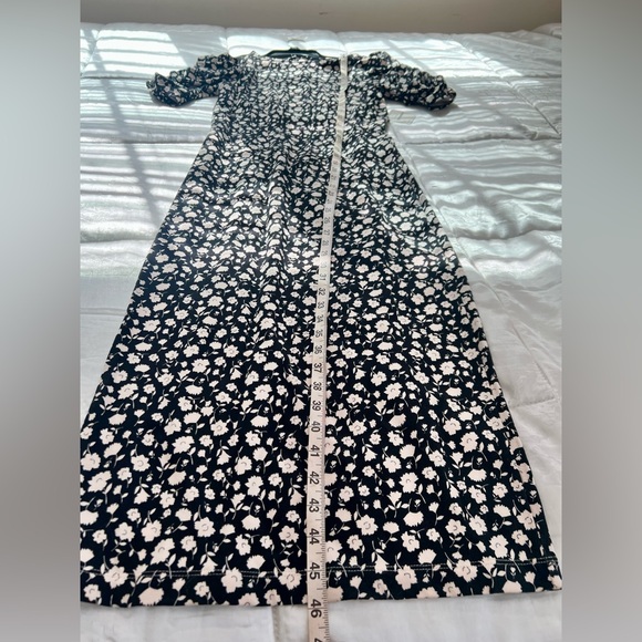 Free People Rosie Midi Dress Black White Floral Puff Sleeve Open Back Small NWT - Picture 13 of 16